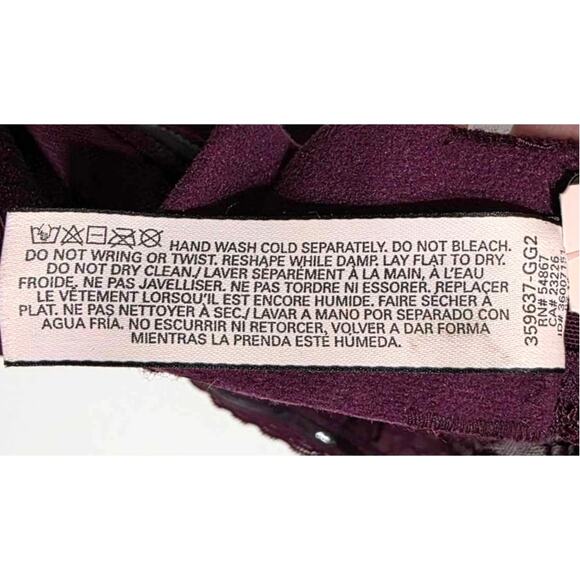 VS Victoria's Secret Lace Underwire Strapless Bandeau Bra Burgundy Small NEW - Picture 7 of 11